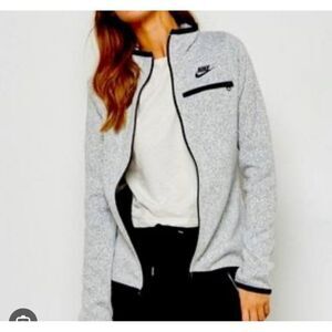 Nike Sportswear Summit Kint Fleece Full Zip Jacket- Heather Gray Size Large